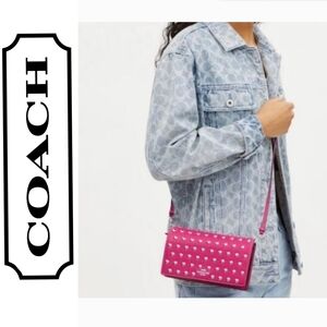 Coach Pink Studded Crossbody Bag